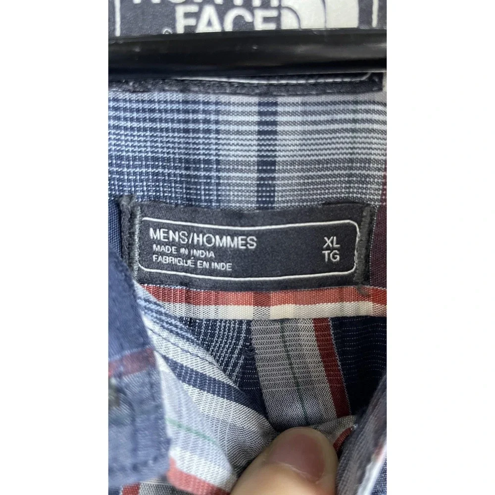 The North Face Shirt Mens XL Blue Plaid Short Sleeve‎ Button Front Casual Pocket